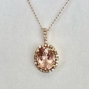 14K Morganite and Diamond Pendant - $650